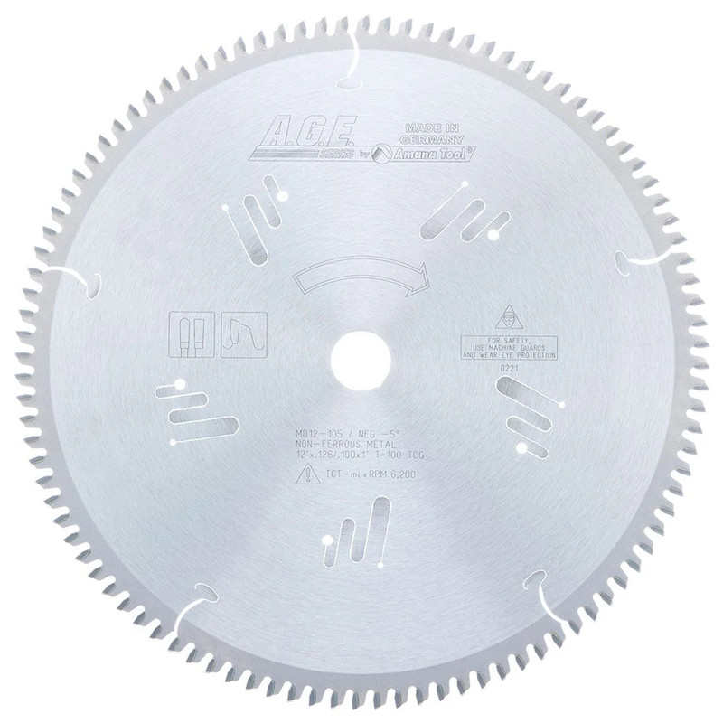 12" x 100T x 1" Bore - Thin Walled Aluminum and Non-Ferrous Metal Saw Blade - TCG